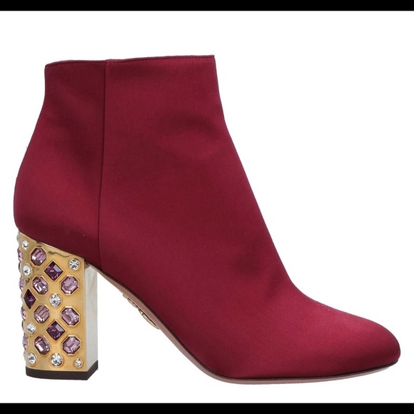 BRAND NEW $1675 Aquazurra Satin Heeled Boots - Picture 1 of 8